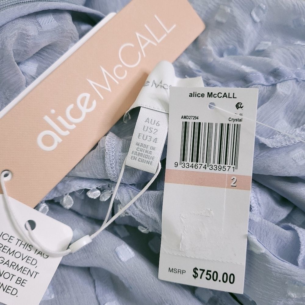 Alice McCall Moon Talking Ruffle Maxi Dress Crystal Bue sz 2 NEW - Picture 12 of 13